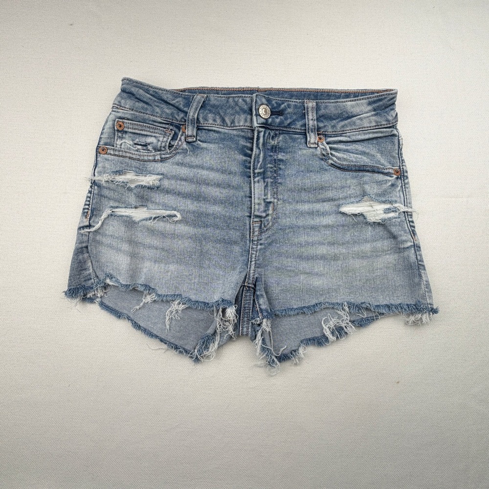 American Eagle Denim Shorts Womens 2 Blue Good Distressed Cut Off High Rise